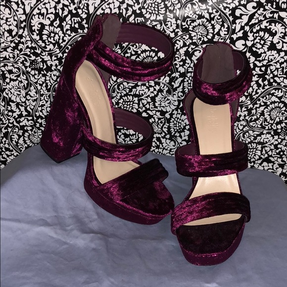 Charlotte Russe Shoes - Velvet wine colored chunky strappy platforms